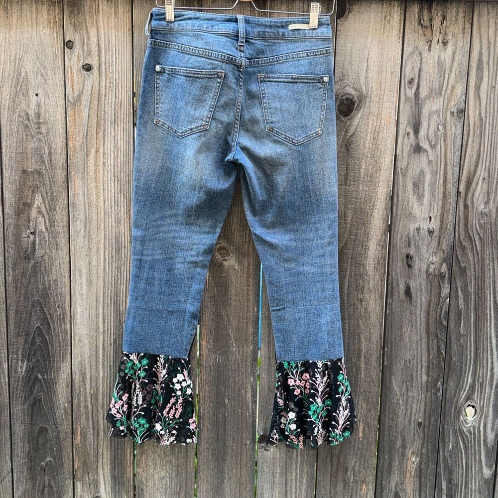 Pilcro & The Letterpress by Anthropologie Tiered Flounce Lace Hem Jeans Size 25 - Picture 9 of 11
